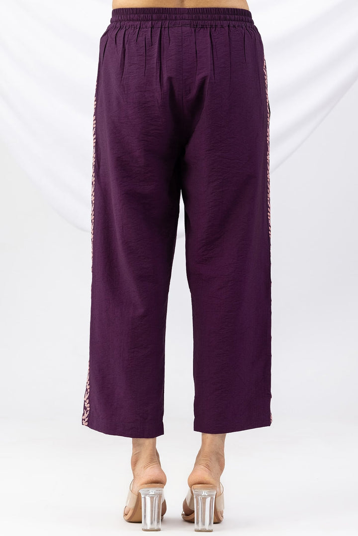 Purple Viscose Crush Regular Fit Co-Ord Palazzo