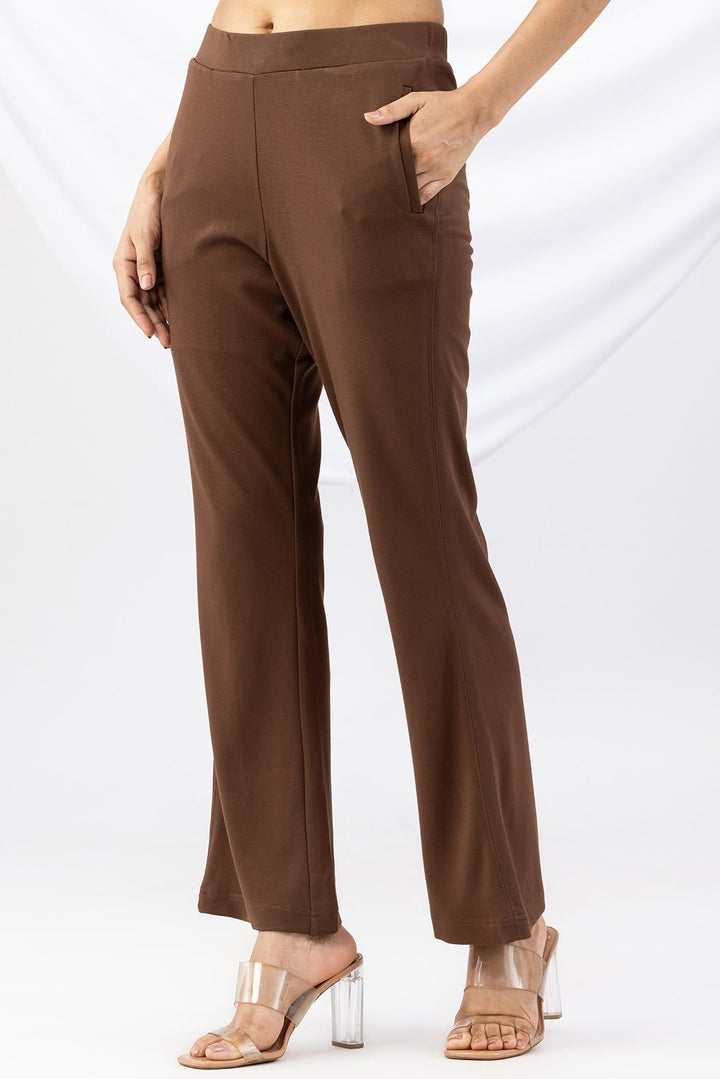 Brown Tencel Roma Spandex Pant