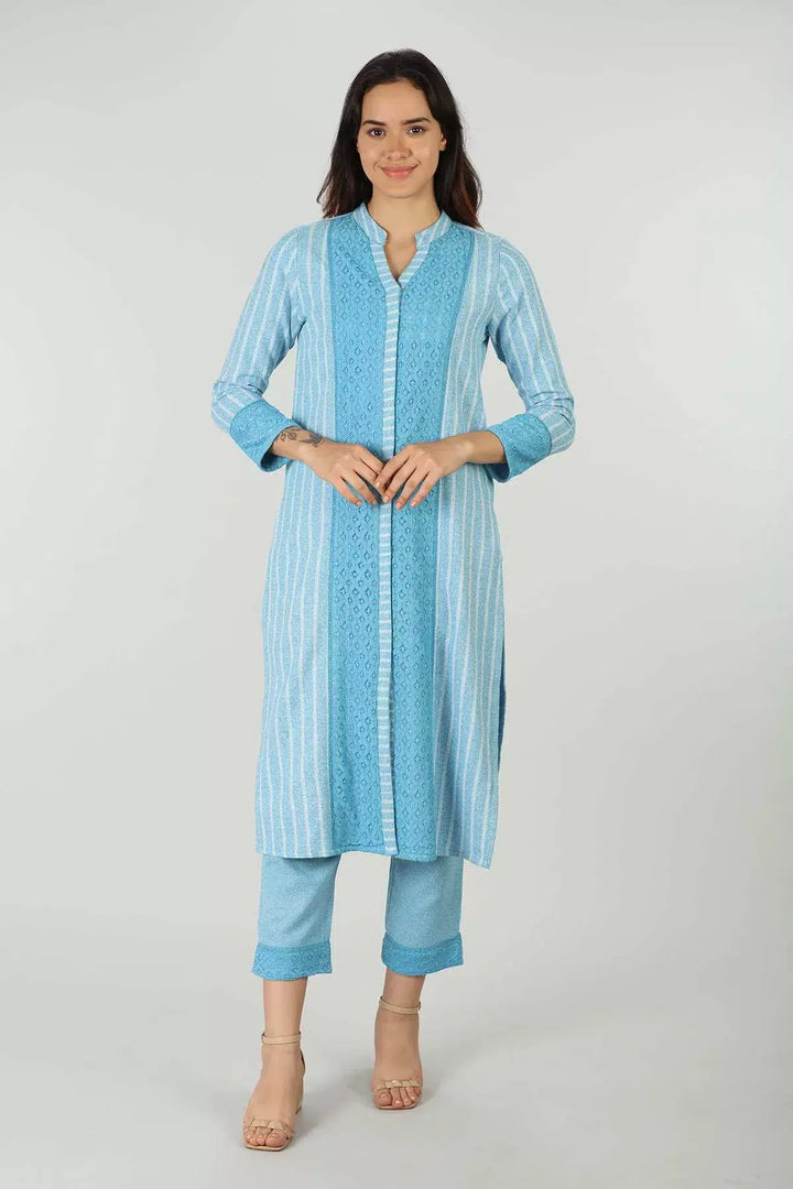Pastel Blue Embellished Palazzo