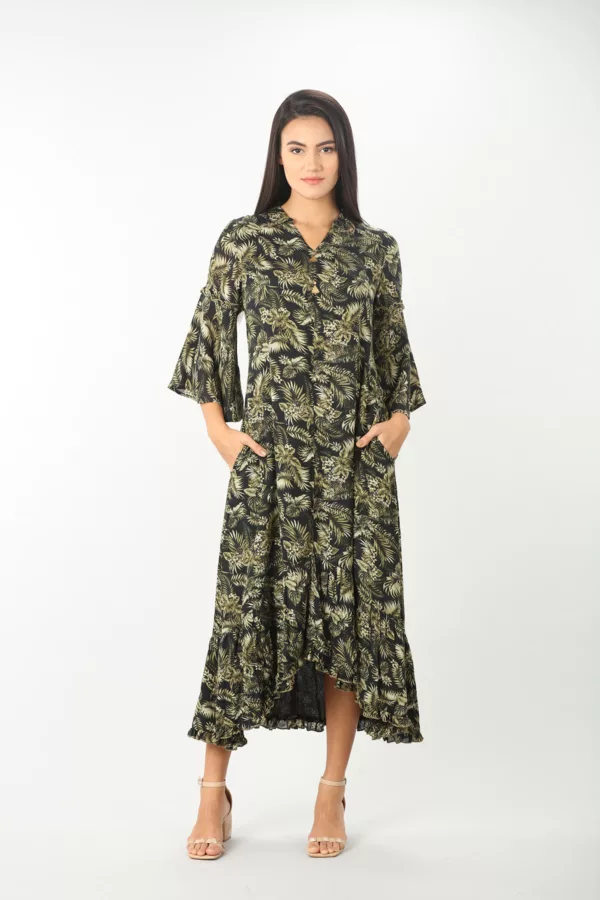 Printed Black Floral Dress Maxi For Women