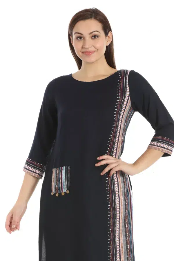 Navy Printed Ladies Kurti Latest