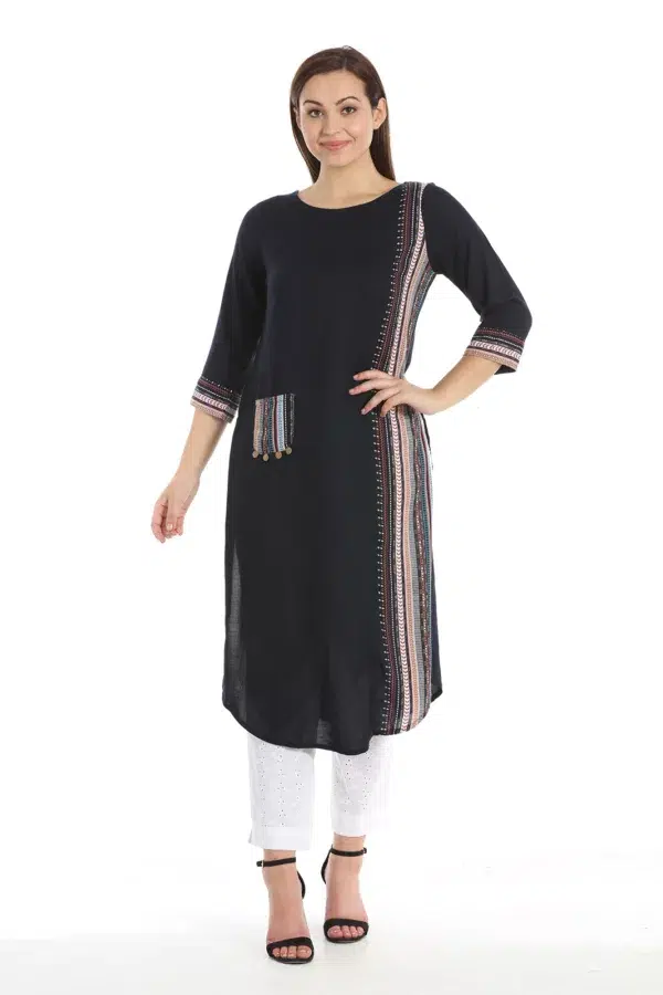 Navy Printed Ladies Kurti Latest