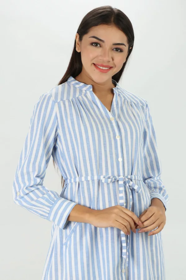 Blue And White Striped Dress For Women