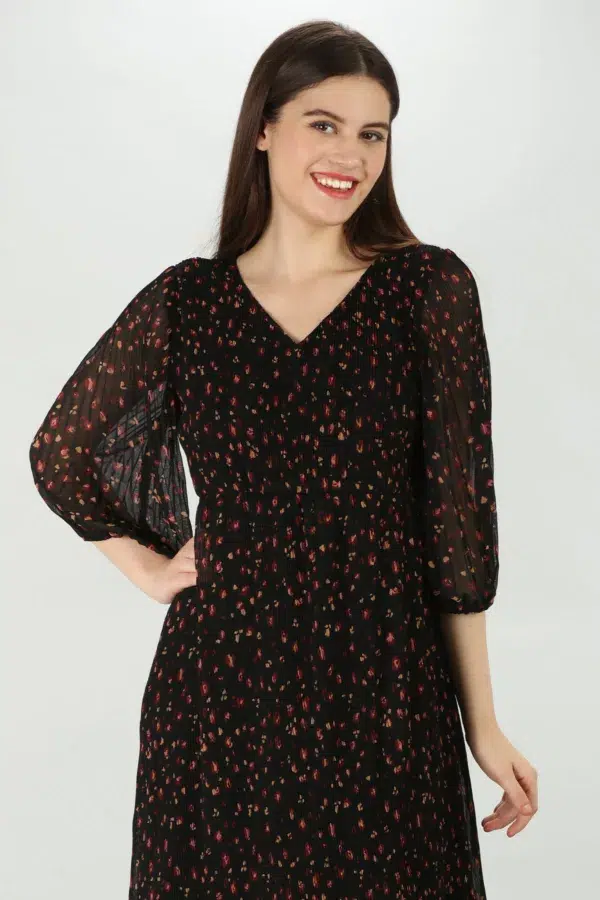 Printed Black Dress Party Wear For Women