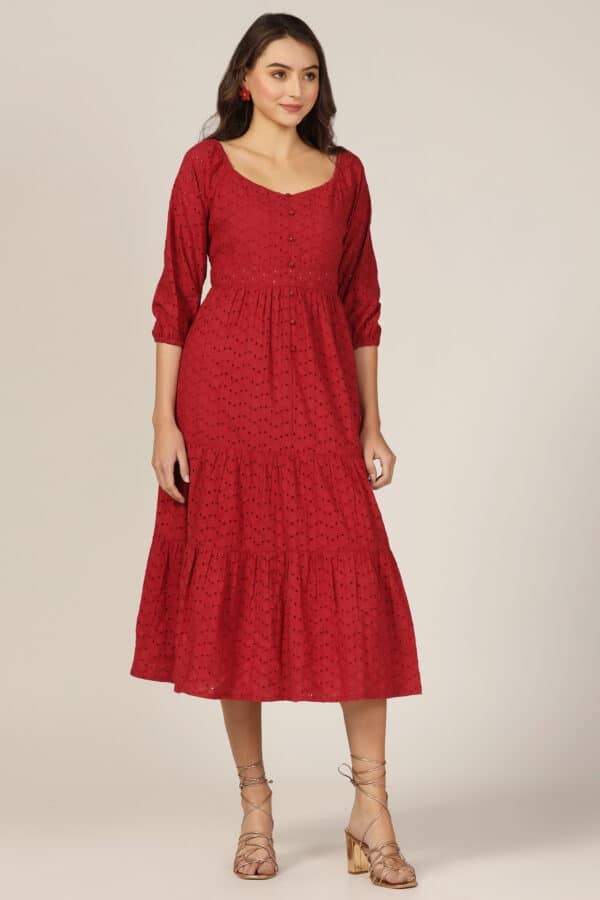 Solid Maroon Dress For Women