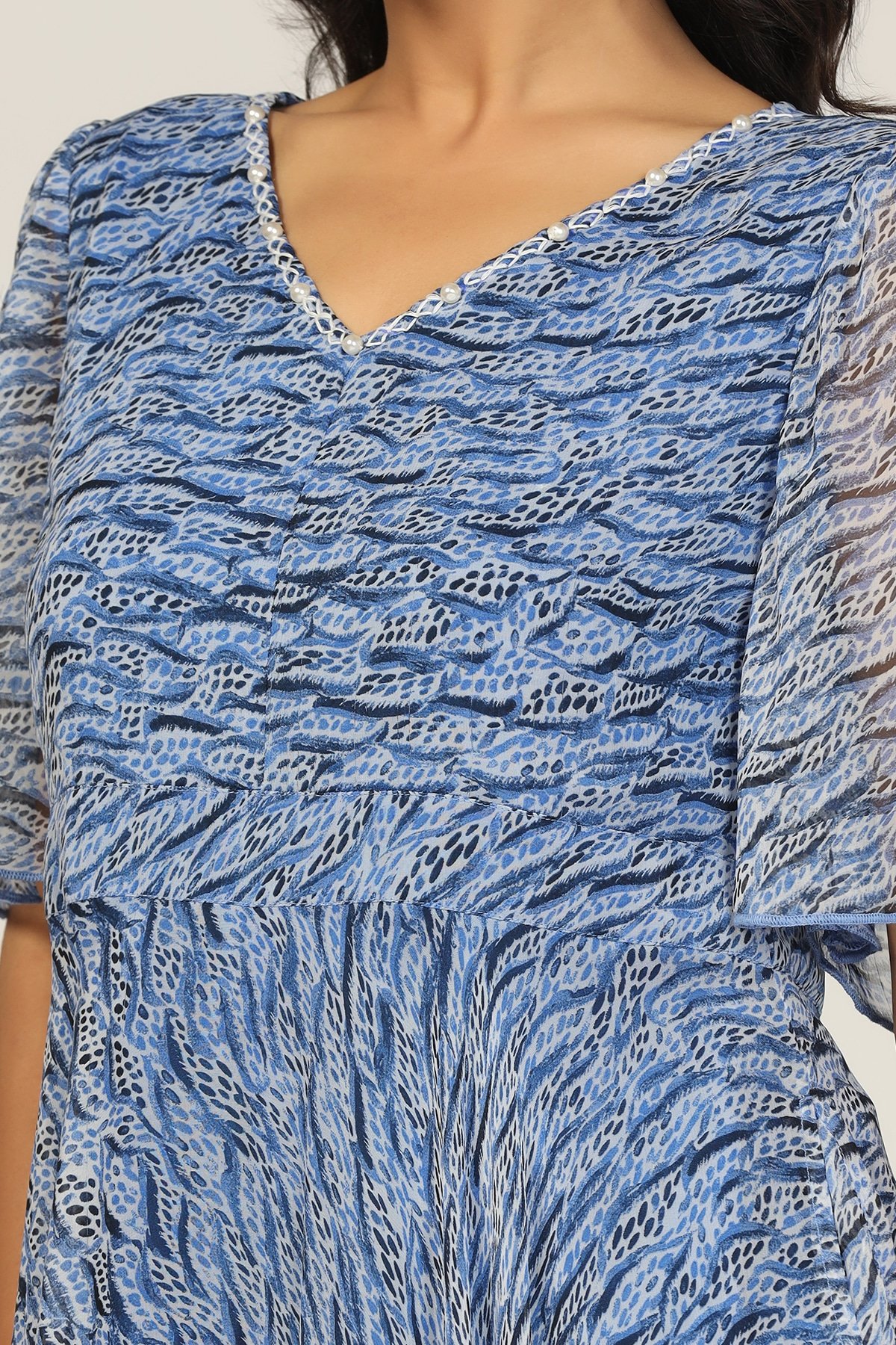 Shop Stylish Printed Blue Dress Women Online In India, image size:1200x1800