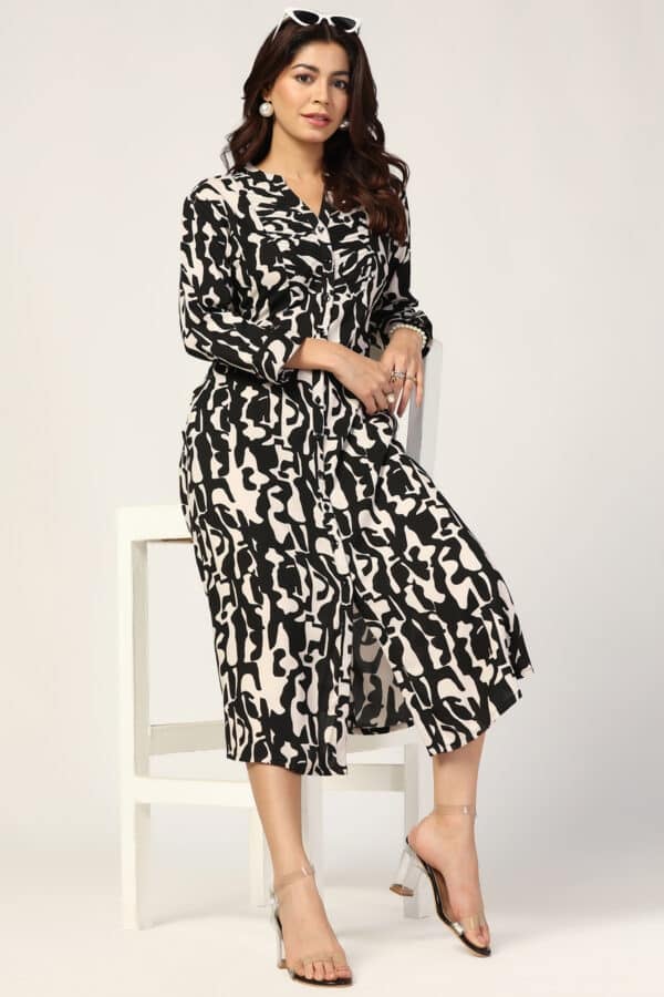 Printed Black Dress For Women