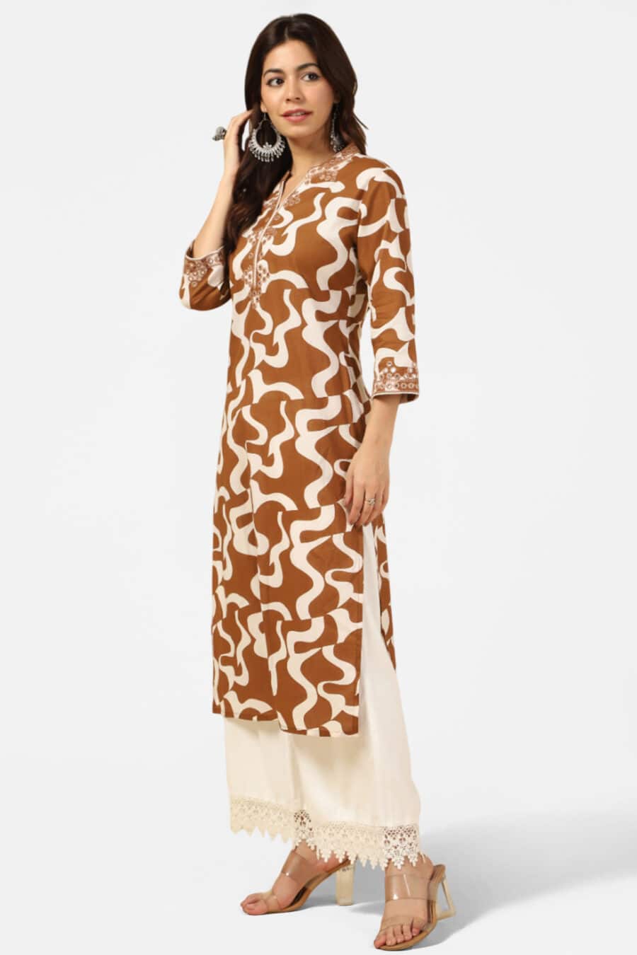 White And Brown Kurtis For Women