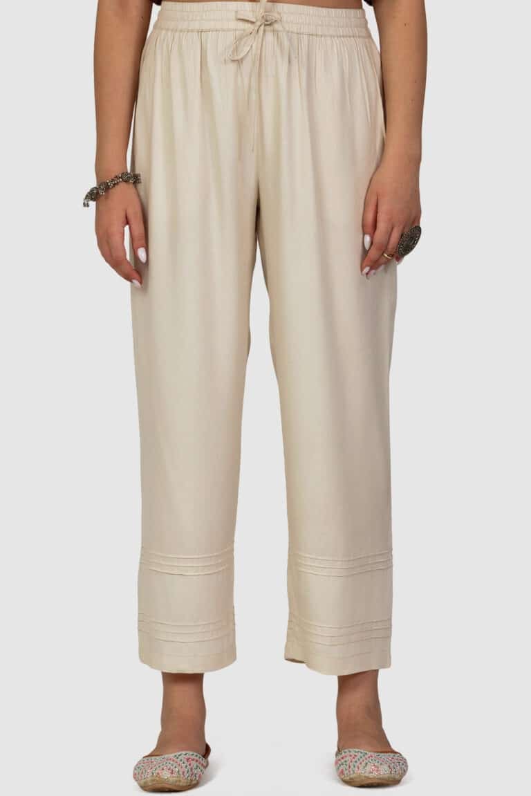 Solid Cream Colour Plazo For Women