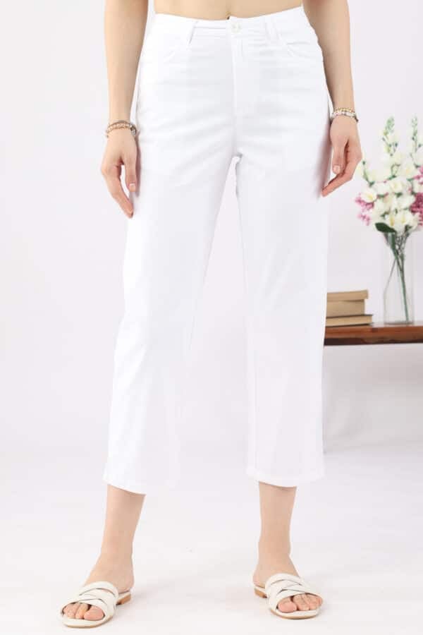 Buy Comfortable Solid White Pants For Women At Great Price