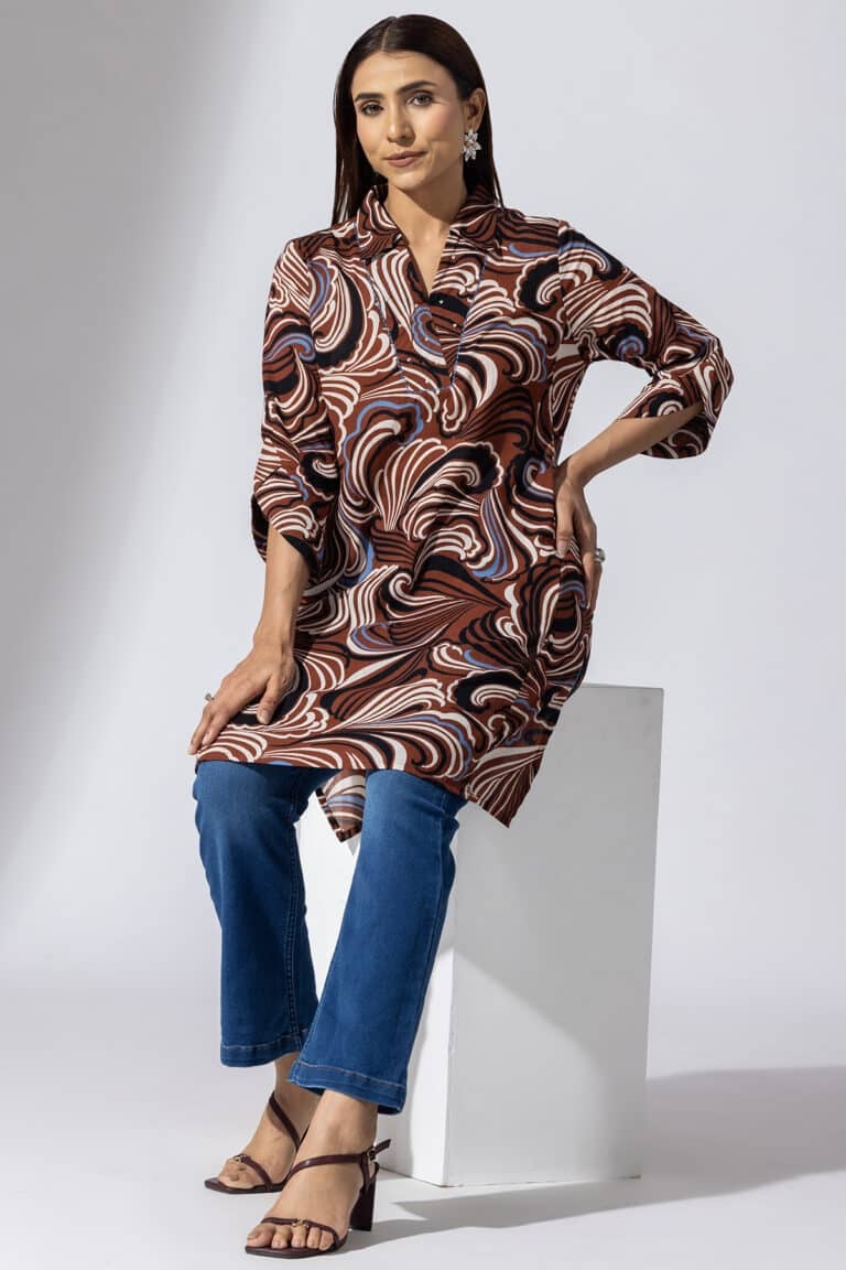 Printed Brown Tunic Ladies Top