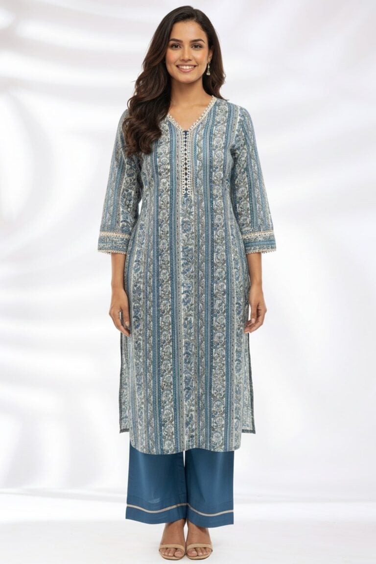 Printed Blue Kurta For Ladies