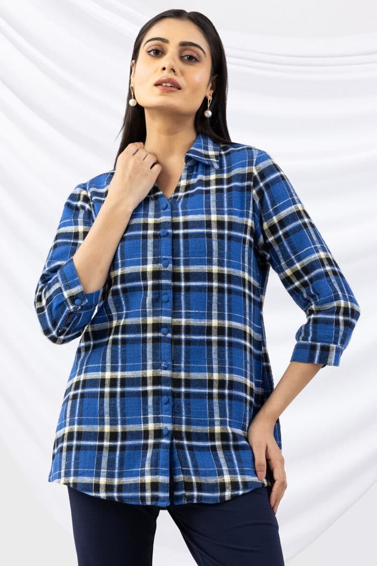 Blue Winter Checks Shirt Ladies