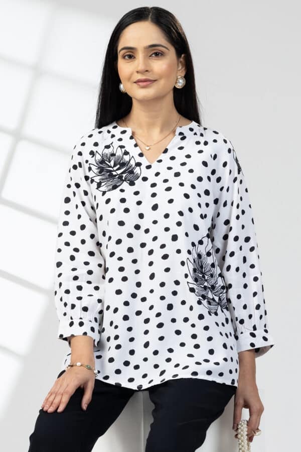 White Embroidered Viscose Top